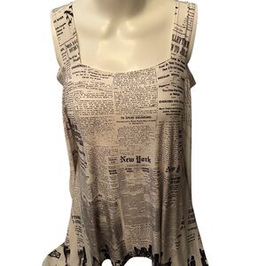 PRETTY WOMAN Newspaper Print top, open shoulder top size M